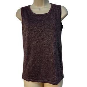Orange Brand Brown Gold Metalic Sleeveless Crew Neck TopSize S/M